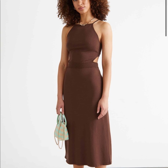 ribbed cut out midi dress
